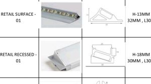 Aluminium shleve tapper lights profile