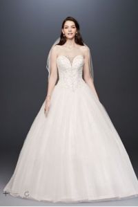 Beaded Illusion Bodice Ball Gown Wedding Dress