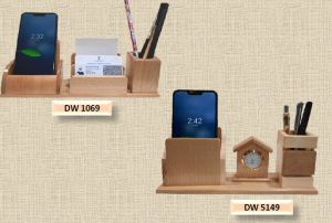 Wooden Pen Stand With Mobile Holder