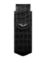 BLACK ALLIGATOR VERTICAL CASE WITH STAINLESS STEEL