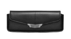 BLACK LEATHER HORIZONTAL CASE WITH STAINLESS STEEL