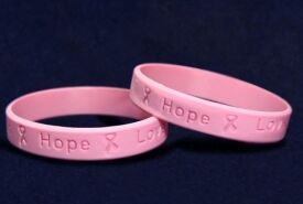 Adult Pink Ribbon Awareness Silicone Bracelets