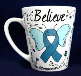 Butterfly Teal Ribbon Coffee Mugs