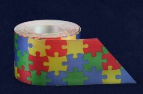 Yards Satin Autism Puzzle Piece Ribbon