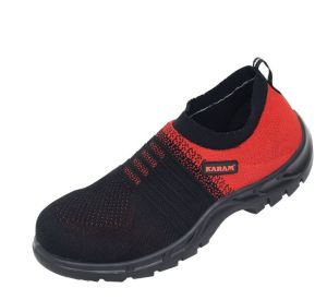 Flytex Red and Black Sporty Slip-on Safety Shoes
