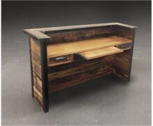 Reception desk design of reclaimed wood