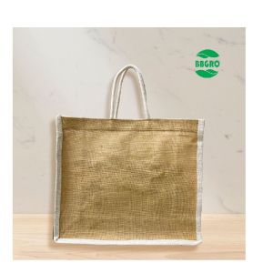 bbgro eco friendly jute unisex grocery tote bag
