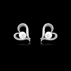 925 Sterling Silver Earrings - Heart of Pearl Earrings