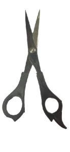 HAIR CUTTING WITH BLACK COTTED SCISSORS(PLASTIC HANDLE)