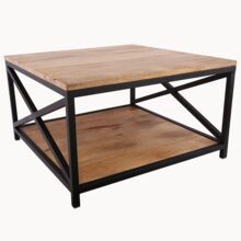 Wood iron coffee table