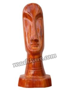 Wooden colour human face statue