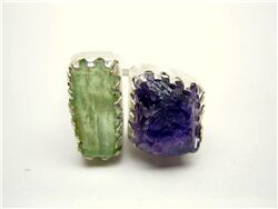 AMETHYST AND GREEN KYANITE ROUGH RING