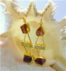 AMETHYST, GARNET AND GREEN KYANITE ROUGH EARRINGS