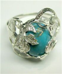 BLUE COPPER MOHAVE TURQUOISE CABOCHON RING