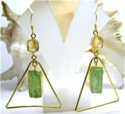 CITRINE AND GREEN KYANITE ROUGH EARRINGS