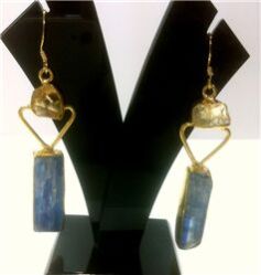 CITRINE AND KYANITE ROUGH EARRINGS