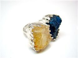 CITRINE AND NEON APATITE ROUGH RING
