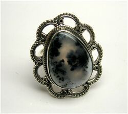 DENDRITIC AGATE CABOCHON RING