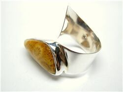FOSSIL CORAL CABOCHON RING