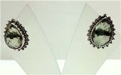 GREEN AMETHYST FACET EARRINGS, Style : STUDS