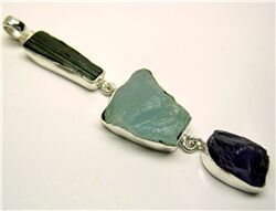 GREEN TOURMALINE AQUA AMETHYST ROUGH PENDANT