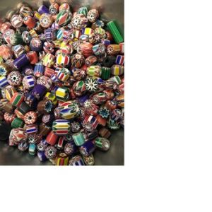 multi coloured chevron glass beads
