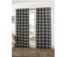 Checked cotton curtains