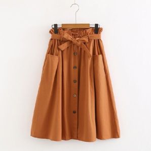 A Line Rust Semi formal Skirt