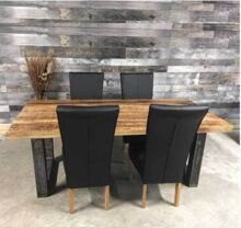 Vintage Dining Table With U Metal Frame Legs