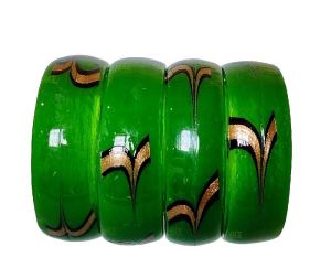 Green Glitter Design Glass Kada For Women And Girls Pair