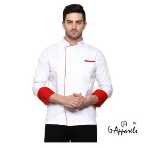 G-Apparels Chef coat white with red piping
