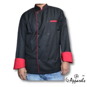 Polycotton chef coat with red piping