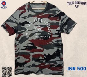 Mens True Religion Round Neck T-shirt ( Army Printed)