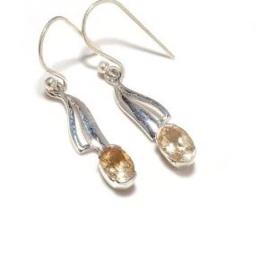 citrine silver earring