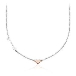 Heart Arrow White Rose Gold Necklace