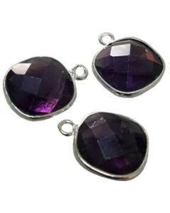 Sterling Silver Amethyst Square CHARM