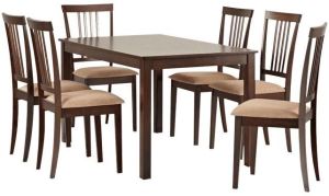 Teak Wood 6 Seater Dining Set, Color : Brown