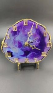 Purple Agate Stone Clock
