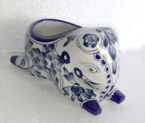 Elephant Shape Blue Pottery Pot