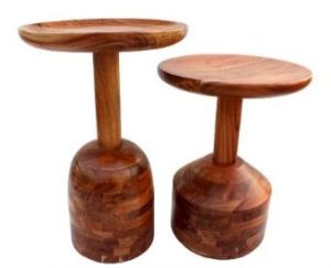 Fancy Wooden Drink Table Set of 2 Pcs