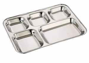 Rectangular Stainless Steel Compartment Plate