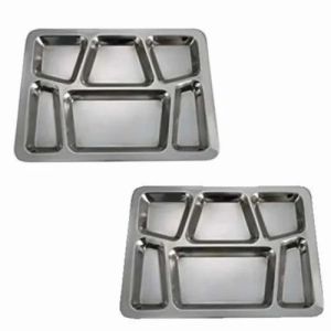 Stainless Steel 6 Compartment Plate