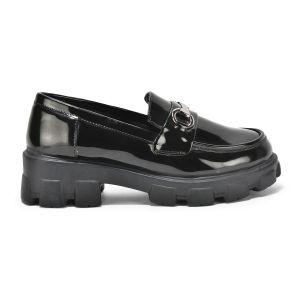 Ladies Black Slip On Loafer Shoes