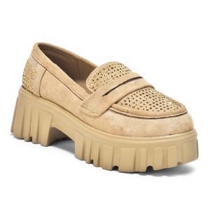 Ladies Khaki Slip On Loafer Shoes