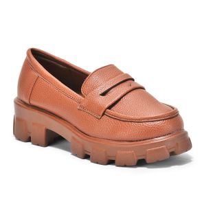 Ladies Tan Brown Formal Loafer Shoes