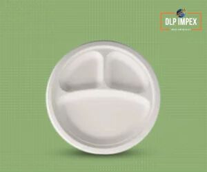 8 Inch Compartment Round Sugarcane Bagasse Plate