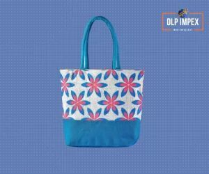 Blue &amp; White Jute Fashion Bag