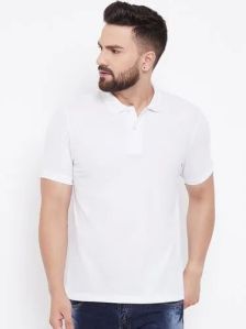 Mens Cotton Plain White Polo T Shirt