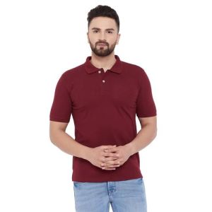 Mens Maroon Polo Neck T Shirt