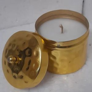 Golden Metal Wax Jar Candle